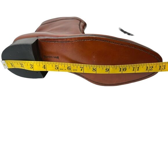 STAFFORD Never Worn Whiskey Brown Leather Ankle Zip Chelsea Boots Size 13 - Picture 12 of 17